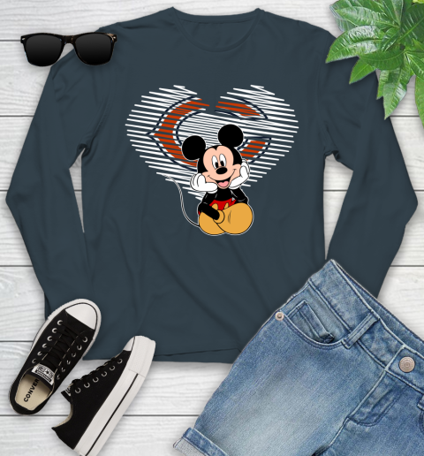 NFL Chicago Bears The Heart Mickey Mouse Disney Football T Shirt_000 Youth Long Sleeve 9