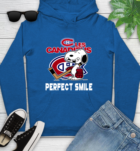 NHL Montreal Canadiens Snoopy Perfect Smile The Peanuts Movie Hockey T Shirt Youth Hoodie 11