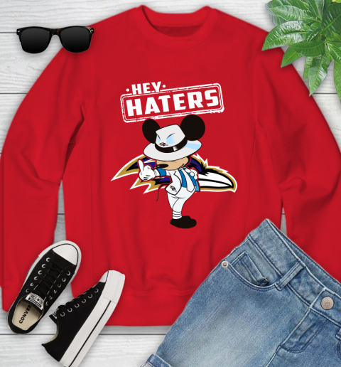 NFL Hey Haters Mickey Football Sports Baltimore Ravens Youth Sweatshirt 8