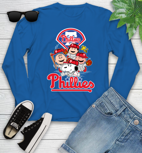 MLB Philadelphia Phillies Snoopy Charlie Brown Woodstock The Peanuts Movie Baseball T Shirt_000 Youth Long Sleeve 10