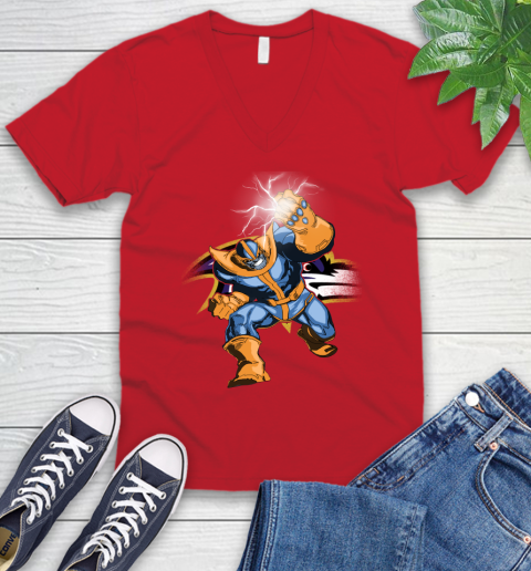 Baltimore Ravens NFL Football Thanos Avengers Infinity War Marvel V-Neck T-Shirt 6