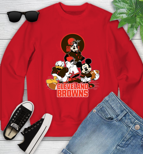 NFL Cleveland Browns Mickey Mouse Donald Duck Goofy Football Shirt Youth Sweatshirt 8