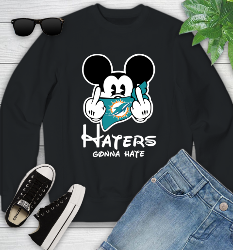 NFL Miami Dolphins Haters Gonna Hate Mickey Mouse Disney Football T Shirt Youth Sweatshirt