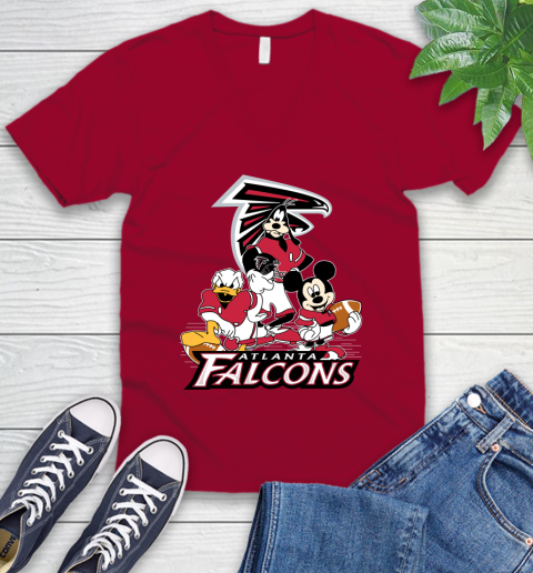 NFL Atlanta Falcons Mickey Mouse Donald Duck Goofy Football Shirt V-Neck T-Shirt 7