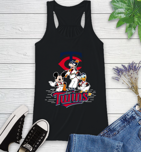 MLB Minnesota Twins Mickey Mouse Donald Duck Goofy Baseball T Shirt Racerback Tank