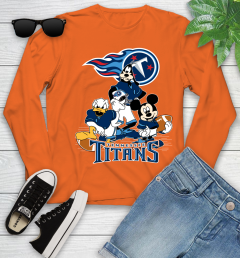 NFL Tennessee Titans Mickey Mouse Donald Duck Goofy Football Shirt Youth Long Sleeve 3