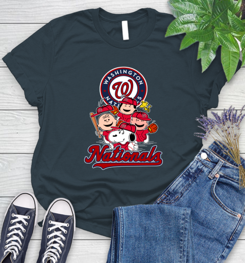 MLB Washington Nationals Snoopy Charlie Brown Woodstock The Peanuts Movie Baseball T Shirt_000 Women's T-Shirt 11