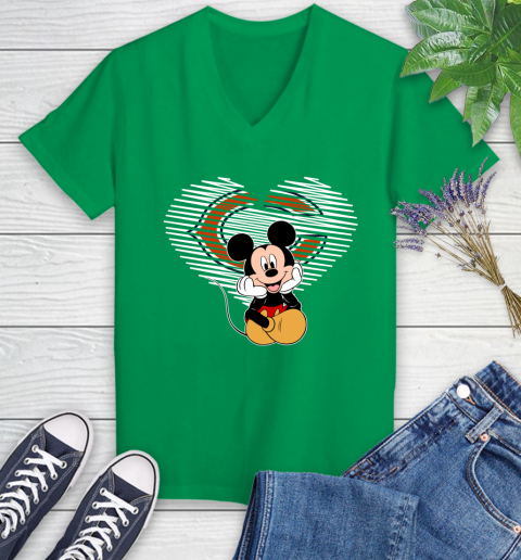 NFL Chicago Bears The Heart Mickey Mouse Disney Football T Shirt_000 Women's V-Neck T-Shirt 5