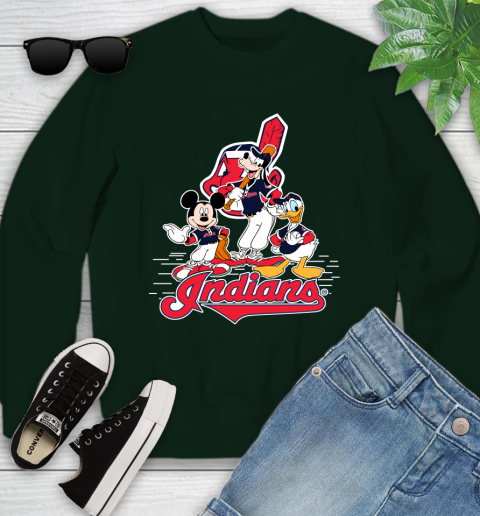 MLB Cleveland Indians Mickey Mouse Donald Duck Goofy Baseball T Shirt Youth Sweatshirt 9