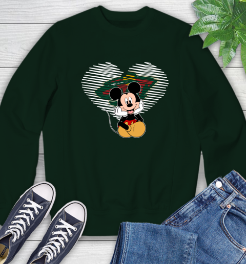 NHL Minnesota Wild The Heart Mickey Mouse Disney Hockey Sweatshirt 12