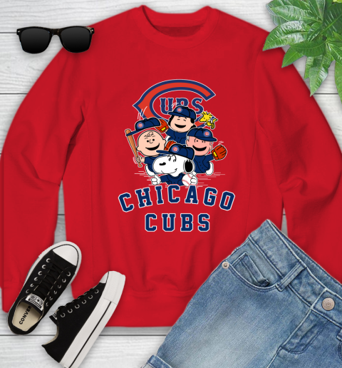MLB Chicago Cubs Snoopy Charlie Brown Woodstock The Peanuts Movie Baseball T Shirt Youth Sweatshirt 8