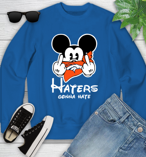 NFL Denver Broncos Haters Gonna Hate Mickey Mouse Disney Football T Shirt Youth Sweatshirt 7