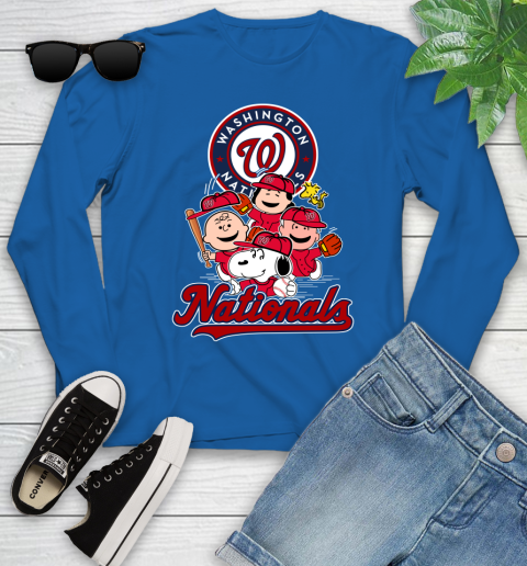 MLB Washington Nationals Snoopy Charlie Brown Woodstock The Peanuts Movie Baseball T Shirt_000 Youth Long Sleeve 10