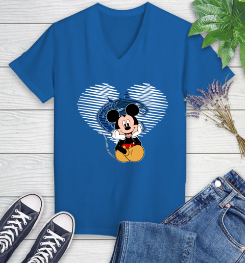 NHL Vancouver Canucks The Heart Mickey Mouse Disney Hockey Women's V-Neck T-Shirt 10