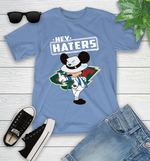 NHL Hey Haters Mickey Hockey Sports Minnesota Wild Youth T-Shirt 15