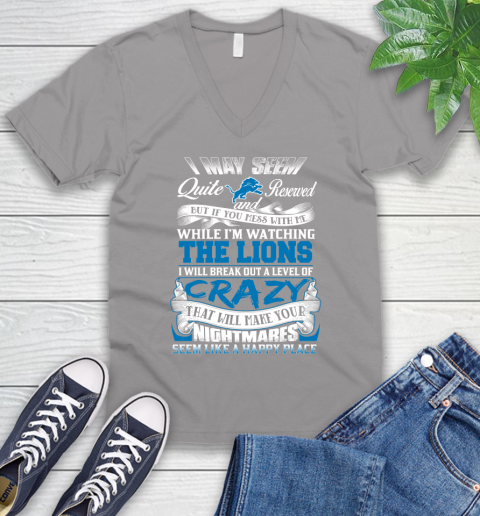Detroit Lions NFL Football Don't Mess With Me While I'm Watching My Team V-Neck T-Shirt 3
