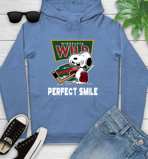 NHL Minnesota Wild Snoopy Perfect Smile The Peanuts Movie Hockey T Shirt Youth Hoodie 13