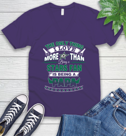 NHL The Only Thing I Love More Than Being A Dallas Stars Fan Is Being A Papa Hockey V-Neck T-Shirt 9