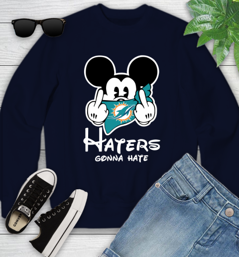 NFL Miami Dolphins Haters Gonna Hate Mickey Mouse Disney Football T Shirt Youth Sweatshirt 2