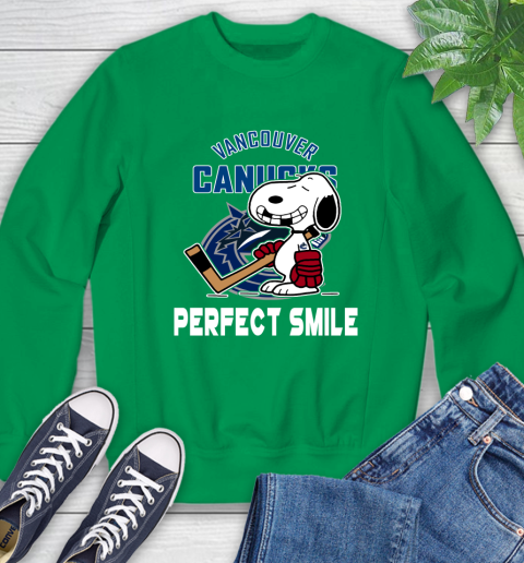 NHL Vancouver Canucks Snoopy Perfect Smile The Peanuts Movie Hockey T Shirt Sweatshirt 7