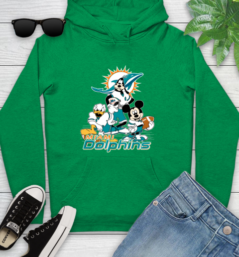 NFL Miami Dolphins Mickey Mouse Donald Duck Goofy Football Shirt Youth Hoodie 9