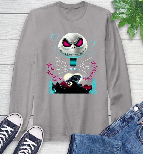 NFL Carolina Panthers Jack Skellington Sally The Nightmare Before Christmas Football Long Sleeve T-Shirt 6