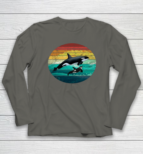 Orca Family Vintage Retro Art Killer Whale Family Long Sleeve T-Shirt 4