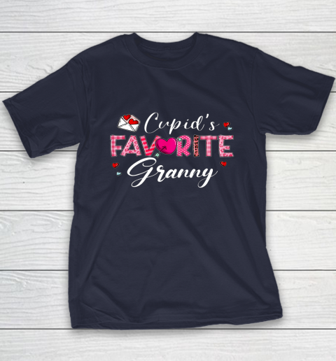 Cupid's Favorite Granny Leopard Plaid Funny Valentine Day Youth T-Shirt 10