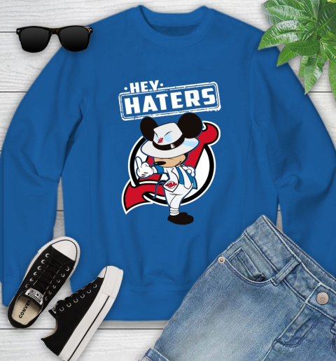 NHL Hey Haters Mickey Hockey Sports New Jersey Devils Youth Sweatshirt 7