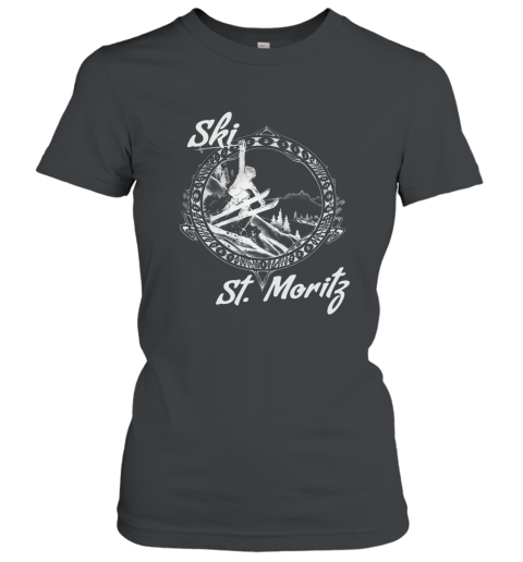 Ski St. Moritz Tshirt Vintage Swiss Snow Ski T Shirt Women T-Shirt