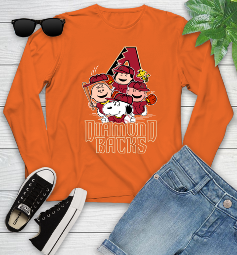 MLB Arizona Diamondbacks Snoopy Charlie Brown Woodstock The Peanuts Movie Baseball T Shirt_000 Youth Long Sleeve 3