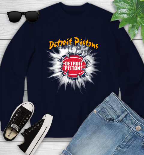Detroit Pistons NBA Basketball Rip Sports Youth Sweatshirt 2