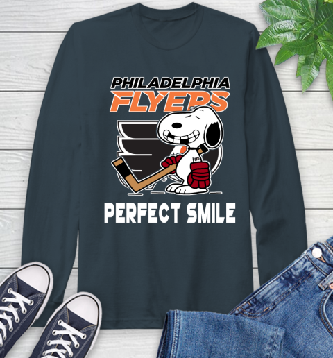 NHL Philadelphia Flyers Snoopy Perfect Smile The Peanuts Movie Hockey T Shirt Long Sleeve T-Shirt 9
