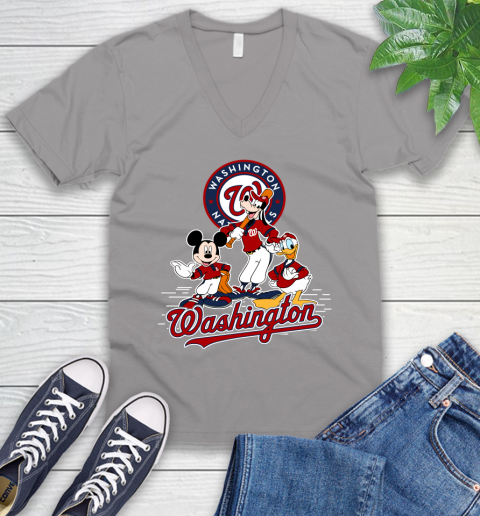 MLB Washington Nationals Mickey Mouse Donald Duck Goofy Baseball T Shirt V-Neck T-Shirt 3