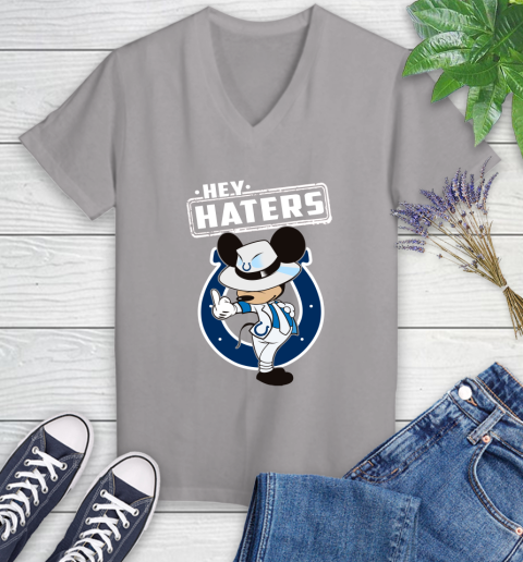 NFL Hey Haters Mickey Football Sports Indianapolis Colts Women's V-Neck T-Shirt 4