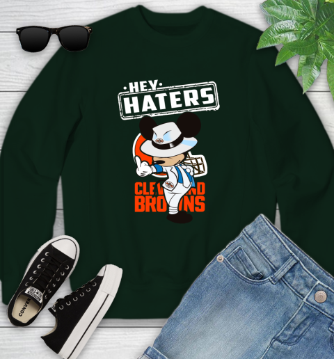 NFL Hey Haters Mickey Football Sports Cleveland Browns Youth Sweatshirt 9