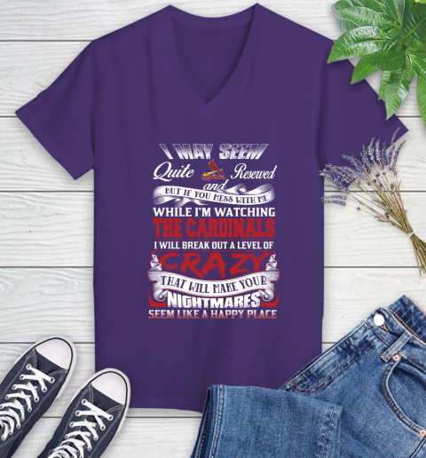 St.Louis Cardinals MLB Baseball Don't Mess With Me While I'm Watching My Team Women's V-Neck T-Shirt 3