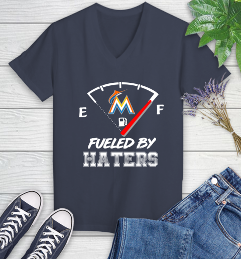 Miami Marlins MLB Baseball Fueled By Haters Sports Women's V-Neck T-Shirt 12