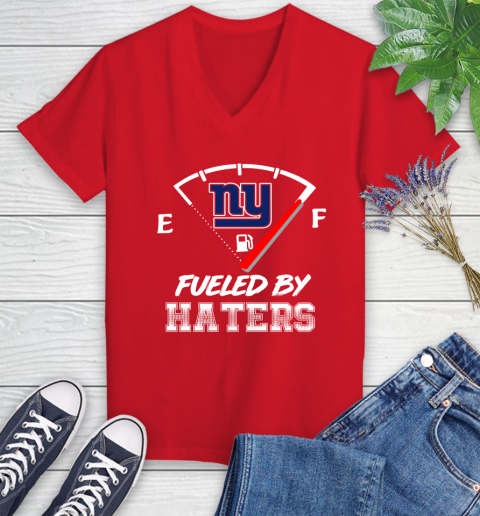 New York Giants NFL Football Fueled By Haters Sports Women's V-Neck T-Shirt - Image 12