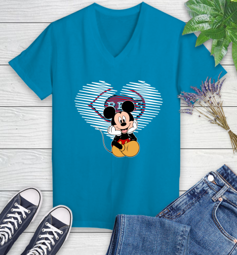MLB Cincinnati Reds The Heart Mickey Mouse Disney Baseball T Shirt_000 Women's V-Neck T-Shirt 7