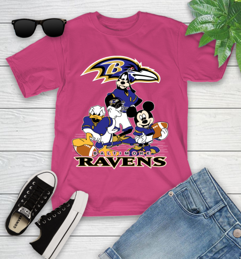 NFL Baltimore Ravens Mickey Mouse Donald Duck Goofy Football Shirt Youth T-Shirt 11