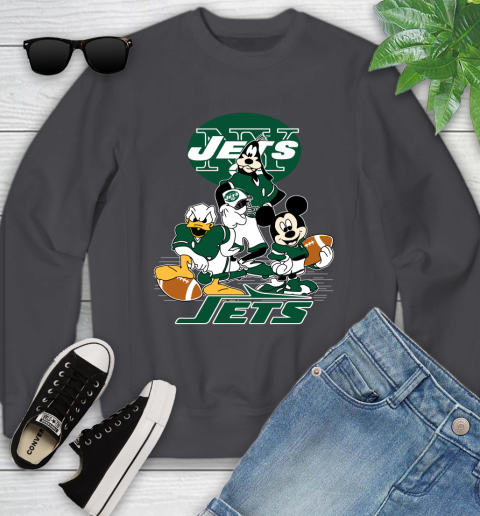 NFL New York Jets Mickey Mouse Donald Duck Goofy Football Shirt Youth Sweatshirt 5