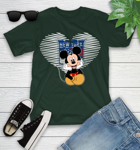 NHL New York Rangers The Heart Mickey Mouse Disney Hockey Youth T-Shirt 5