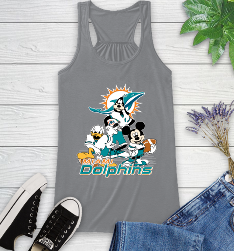 NFL Miami Dolphins Mickey Mouse Donald Duck Goofy Football Shirt Racerback Tank 4