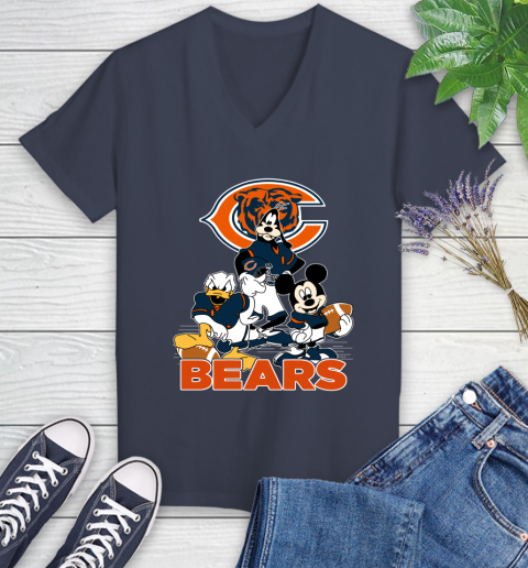 NFL Chicago Bears Mickey Mouse Donald Duck Goofy Football Shirt Women's V-Neck T-Shirt 12