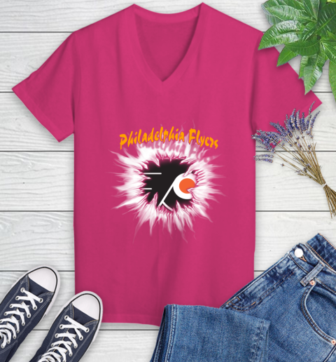 Philadelphia Flyers NHL Hockey Adoring Fan Rip Sports Women's V-Neck T-Shirt 9
