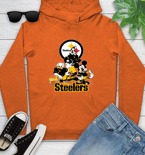 NFL Pittsburgh Steelers Mickey Mouse Donald Duck Goofy Football Shirt Youth Hoodie 4