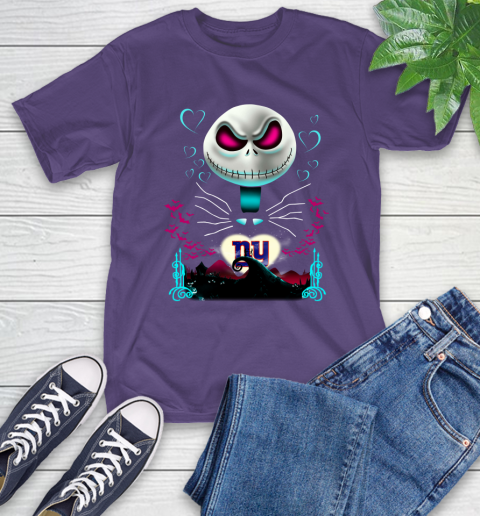 NFL New York Giants Jack Skellington Sally The Nightmare Before Christmas Football T-Shirt 5