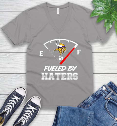 Minnesota Vikings NFL Football Fueled By Haters Sports V-Neck T-Shirt 3