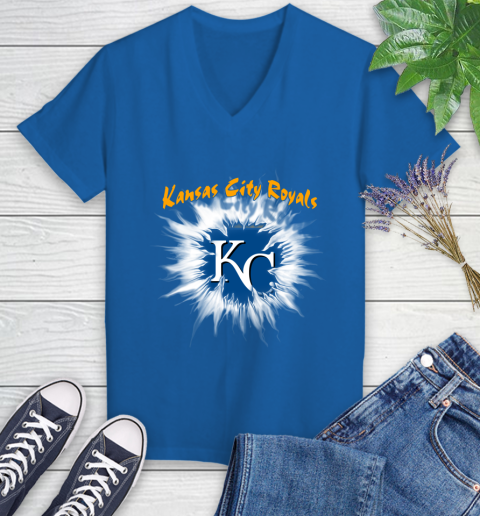 Kansas City Royals MLB Baseball Adoring Fan Rip Sports Women's V-Neck T-Shirt 10